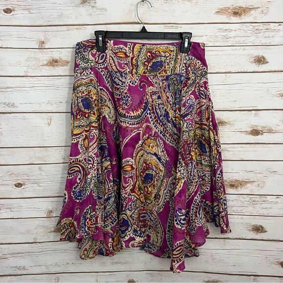 Lauren Ralph Lauren Purple Paisley Boho Cotton India Handkerchief Skirt purple - Picture 1 of 6